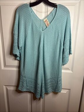 Faded Glory Aqua Knit V-Neck Tunic